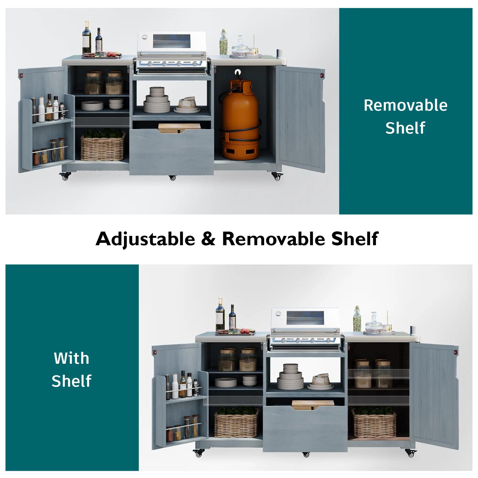 K&K 66.5" Outdoor Kitchen Island for Big Green Egg Grills by HouseOfZazla