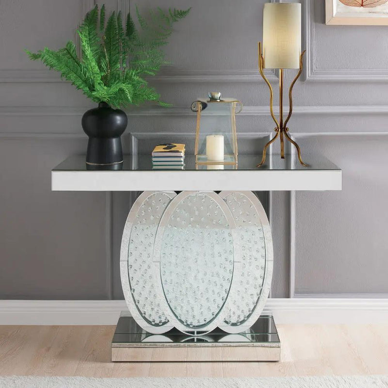 Nysa - 47"L Console Table - Mirrored & Faux Crystals by Unique Piece Furniture