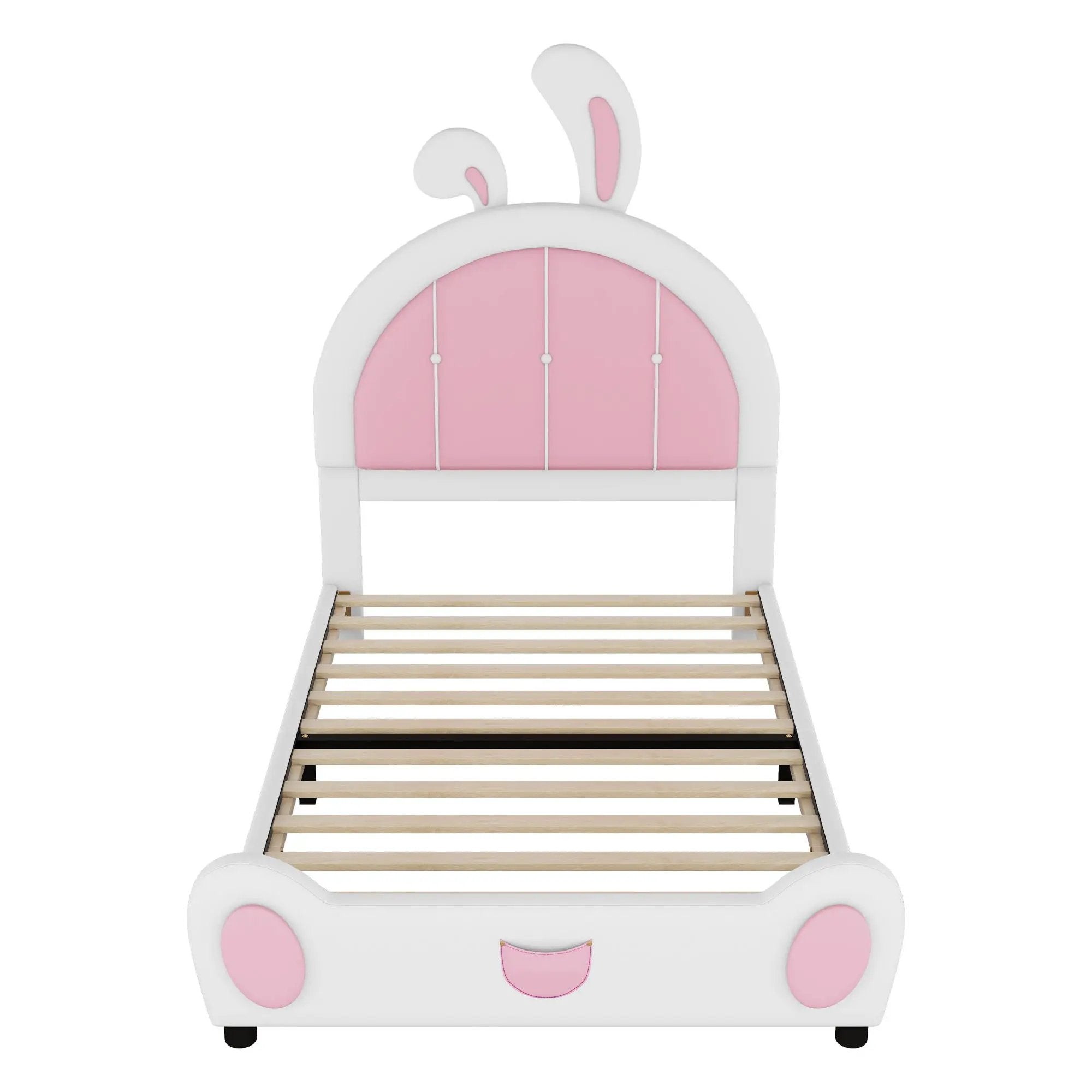 Upholstered Platform Bed With Rabbit Shaped Headboard by Unique Piece Furniture