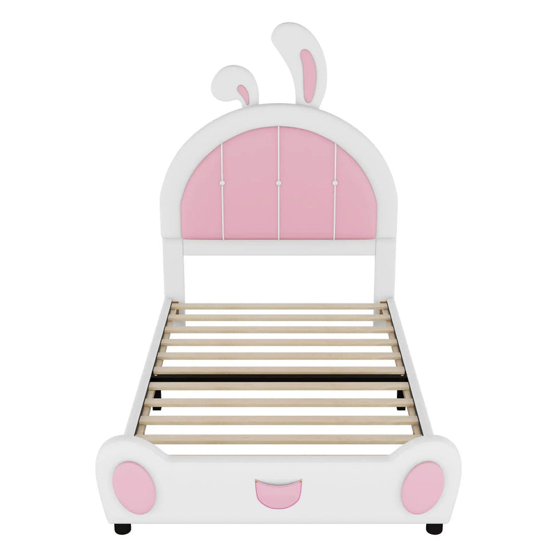 Upholstered Platform Bed With Rabbit Shaped Headboard by Unique Piece Furniture