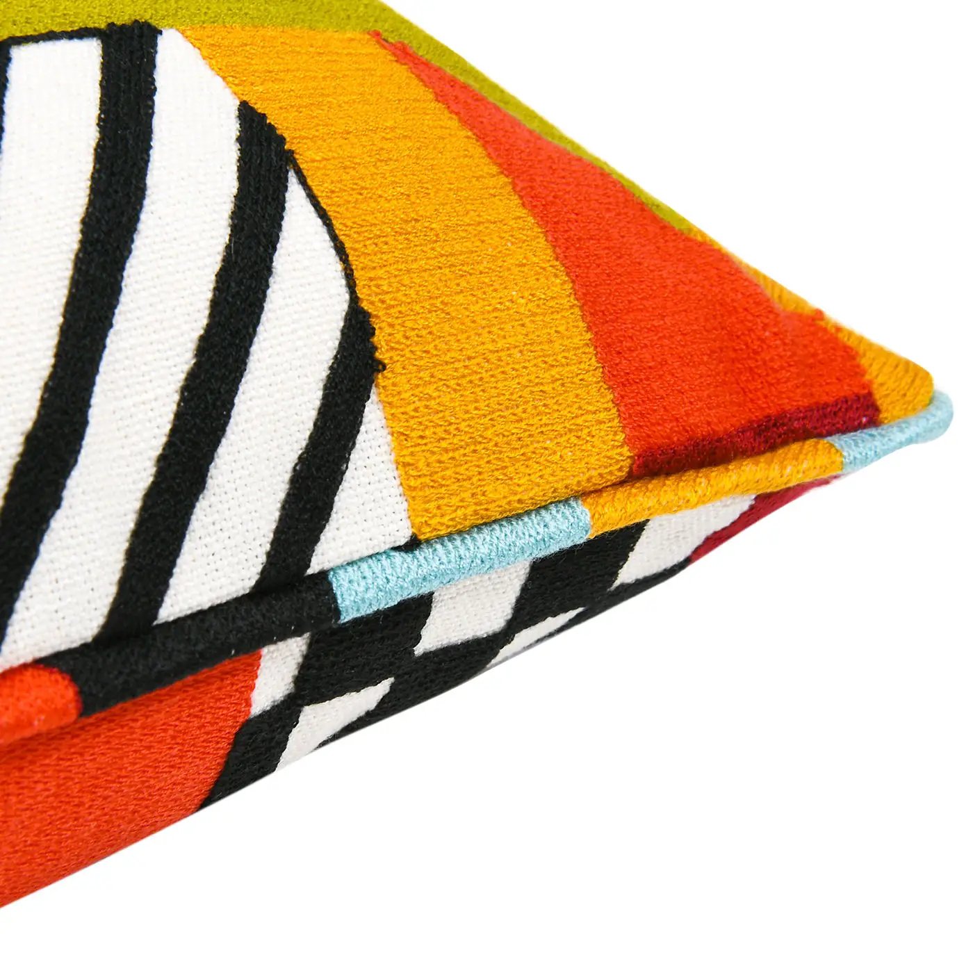 La Broderie - Square Embroidered Throw Pillow & Feather Down Insert - Colorpop Multicolored Embroidery by HouseOfZazla