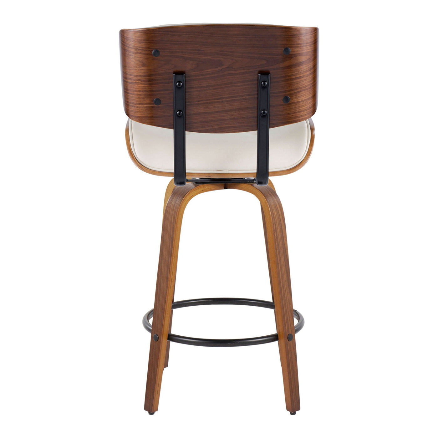 Lombardi - Mid-Century Modern Fixed Height Counter Stool With Swivel With Round Footrest (Set of 2) by HouseOfZazla
