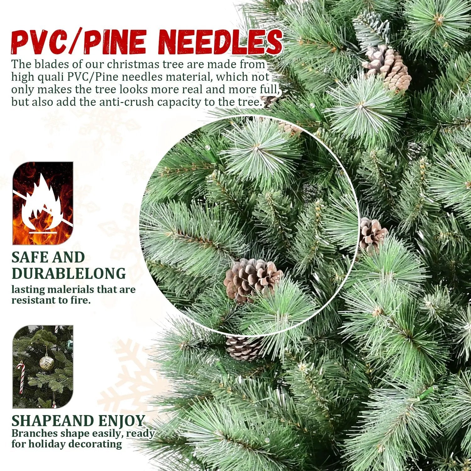 7FT Christmas Tree with 82 Pine Cones by HouseOfZazla