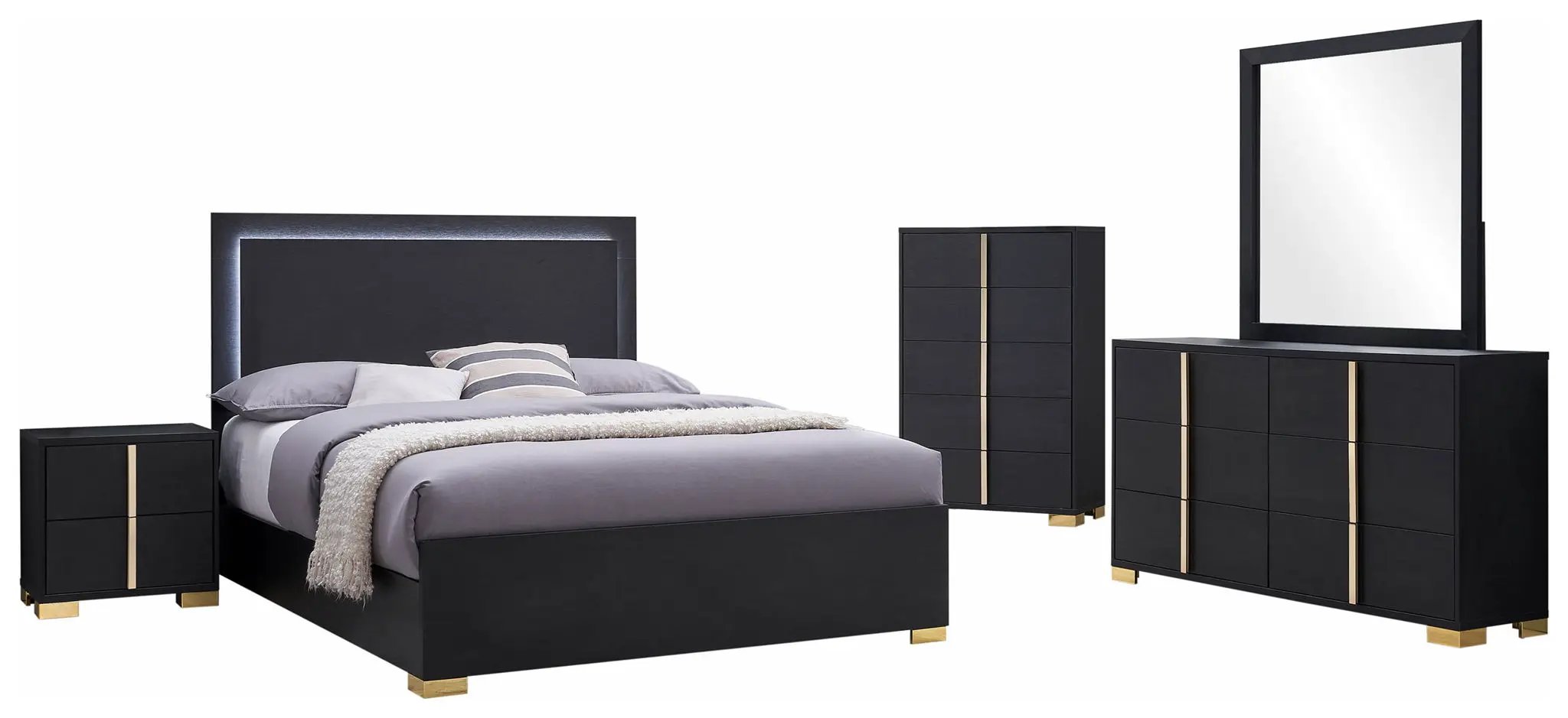 Marceline 5-piece Eastern King Bedroom Set Black by Unique Piece Furniture