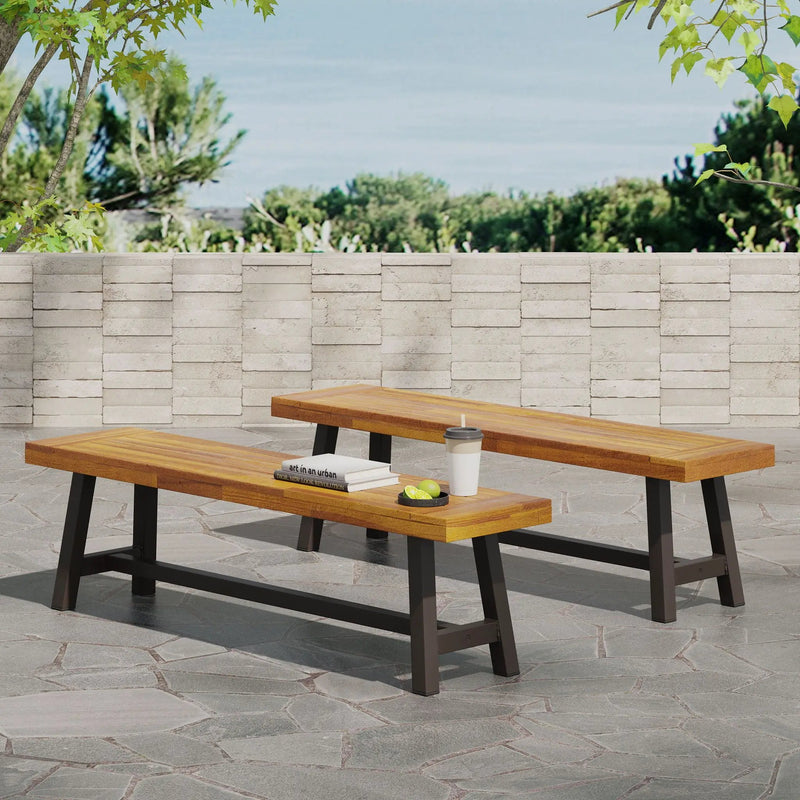 Tranquilizer Outdoor Acacia Wood Bench With Slat Panel Design by HouseOfZazla