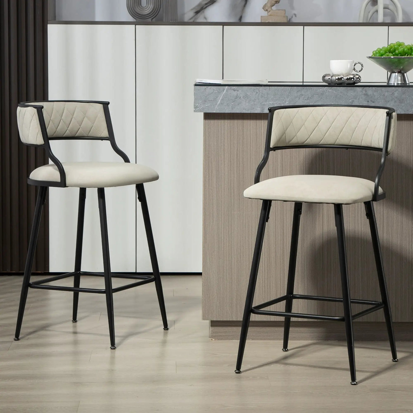 Counter Height Bar Stools With Powder Coating Base And Footrest (Set of 2) - by HouseOfZazla