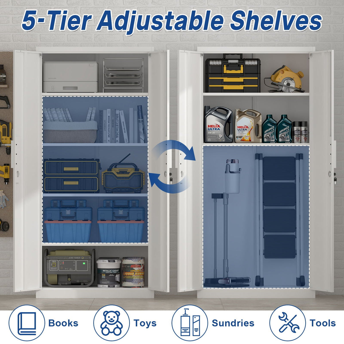 2 Door File Cabinet With Lock, 4 Adjustable Shelves, Heavy-Duty, photo 9 of 21