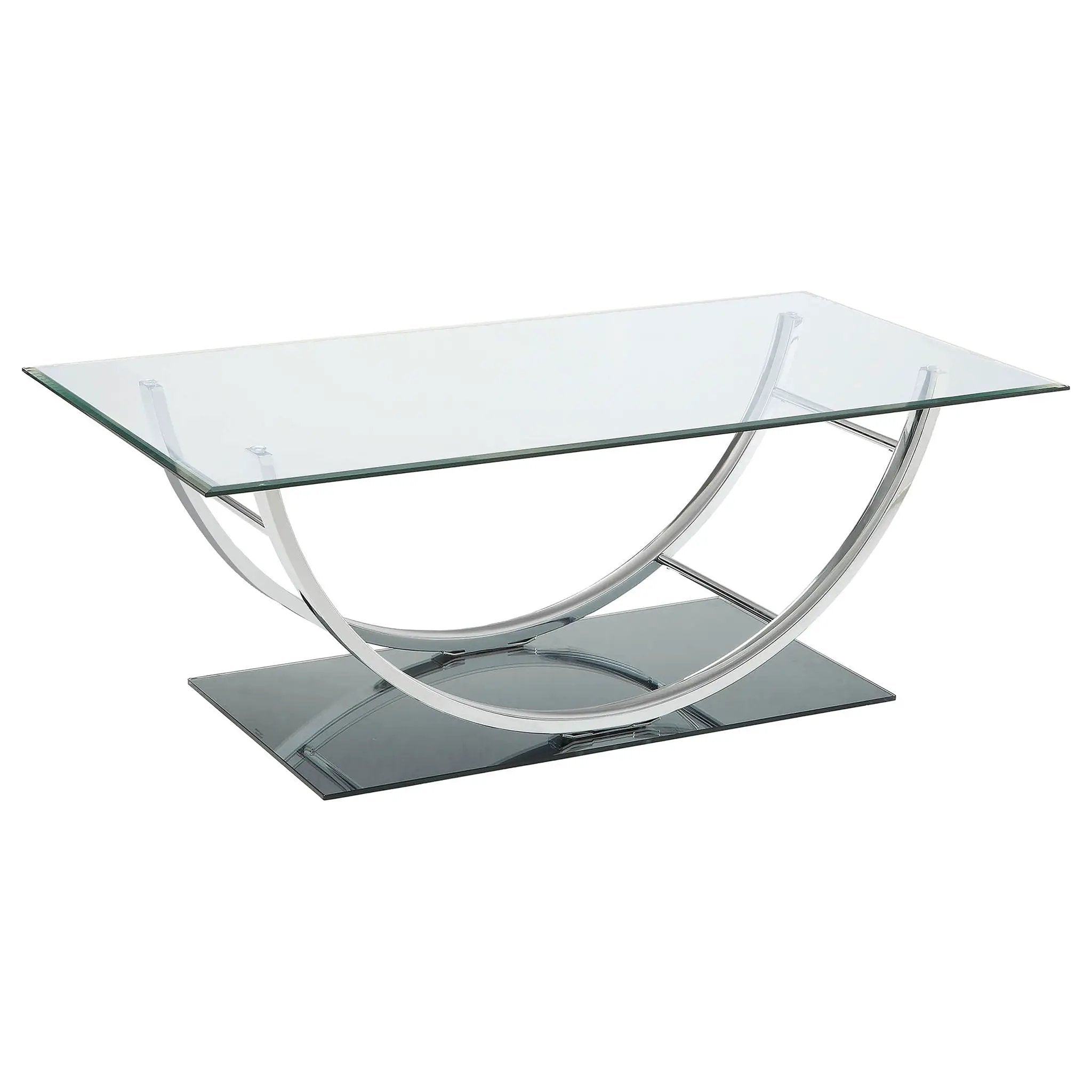 Danville Rectangular U-Shaped Glass Top Coffee Table Chrome by Unique Piece Furniture
