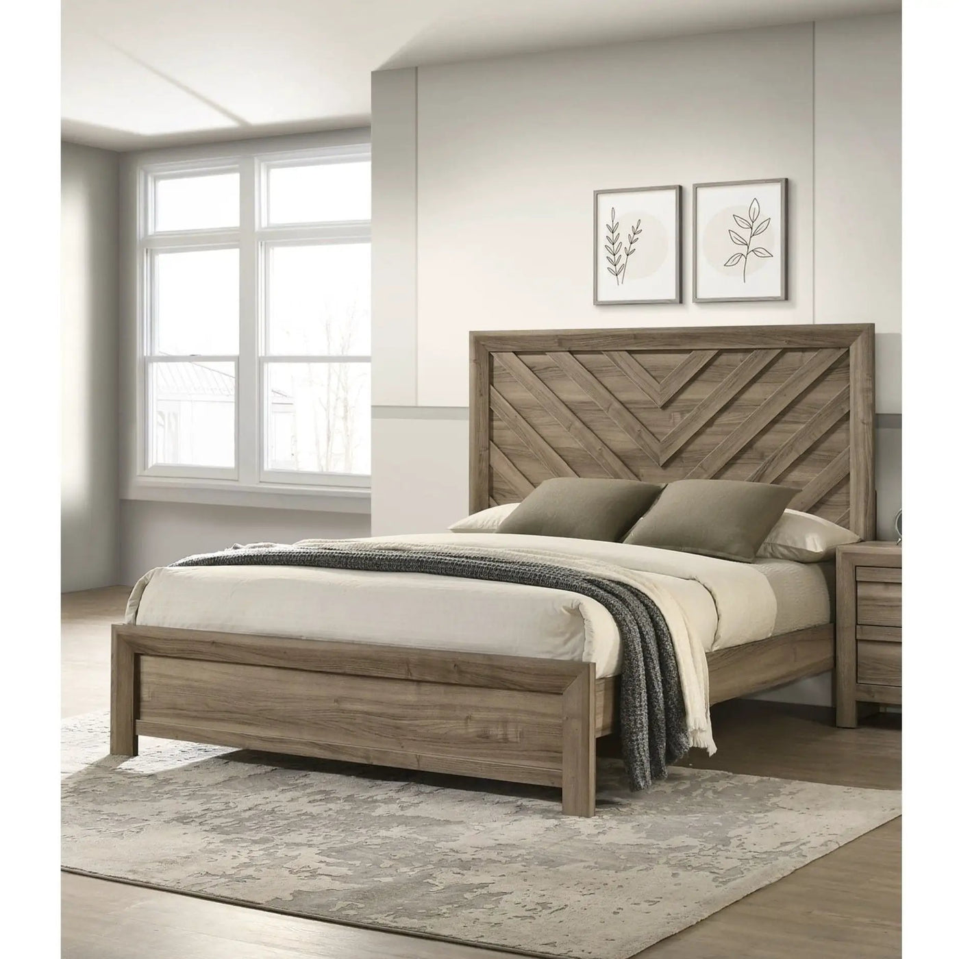 Modern Chevron Patterned Headboard Bed by HouseOfZazla