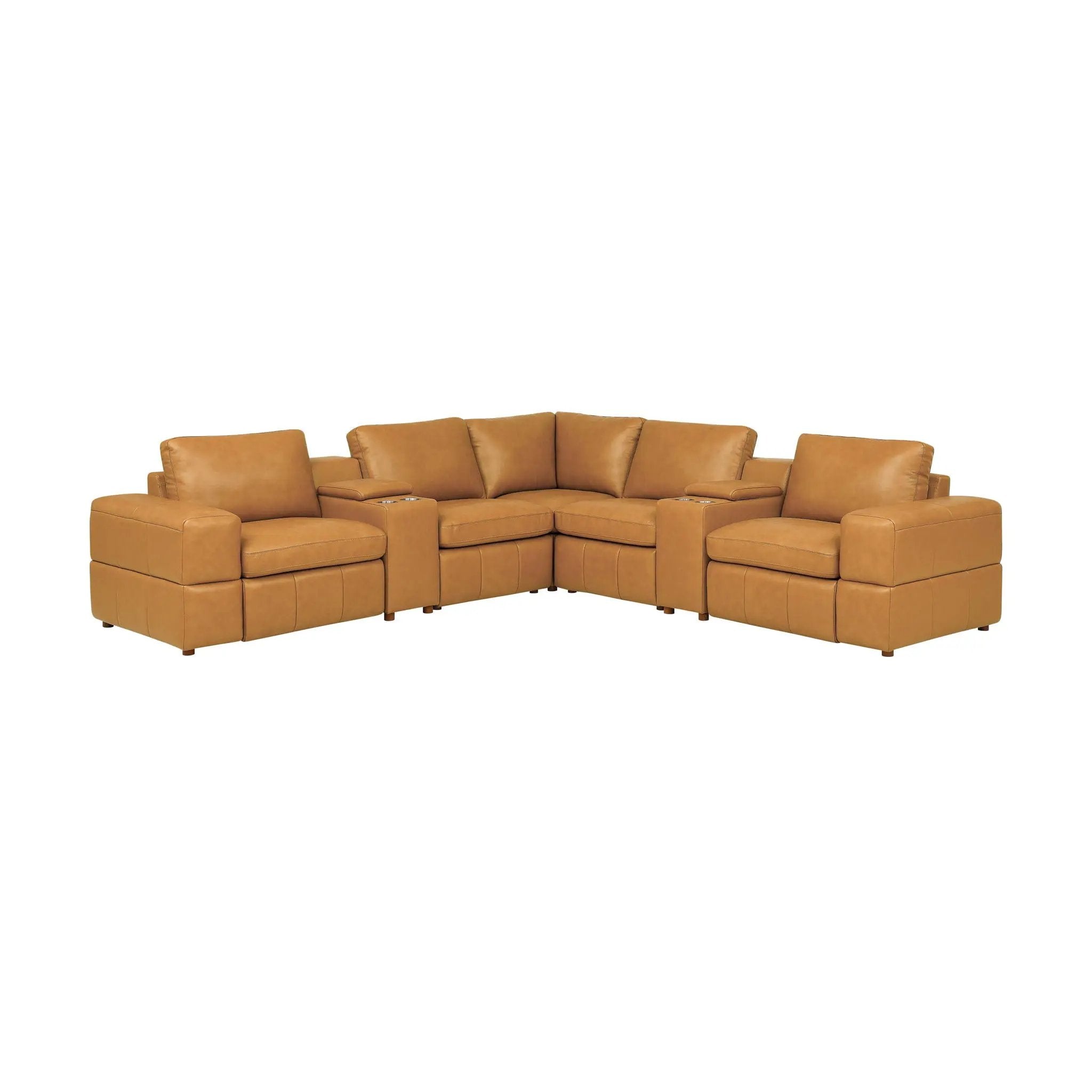 Upholstered Large Arms Sectional With Recliner Seats by Unique Piece Furniture