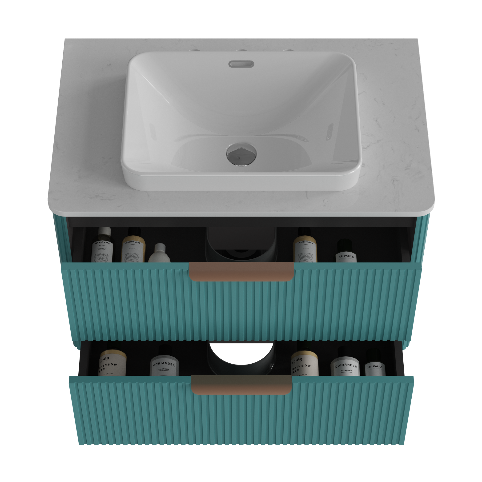 Elena Striped Aquamarine Bathroom Vanity Without Sink by HouseOfZazla