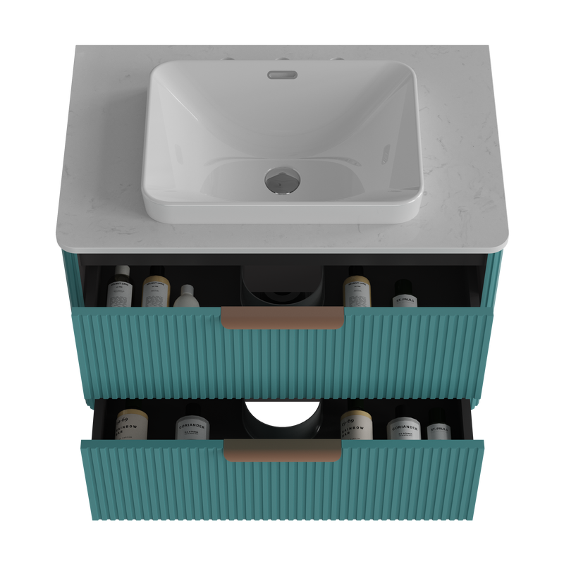 Elena Striped Aquamarine Bathroom Vanity Without Sink by HouseOfZazla