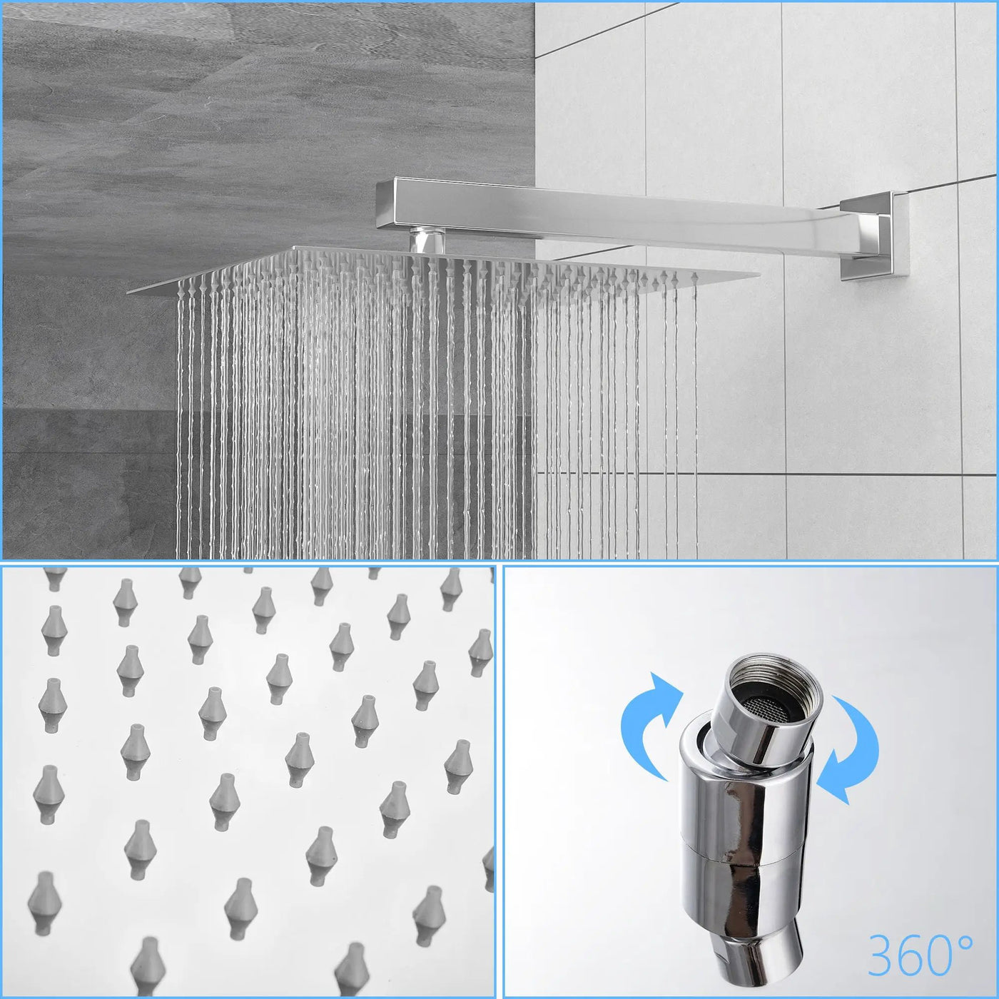 10" Square Dual Shower Head System Wall Mounted With Rough In Valve Modern Bathroom Fixture by HouseOfZazla