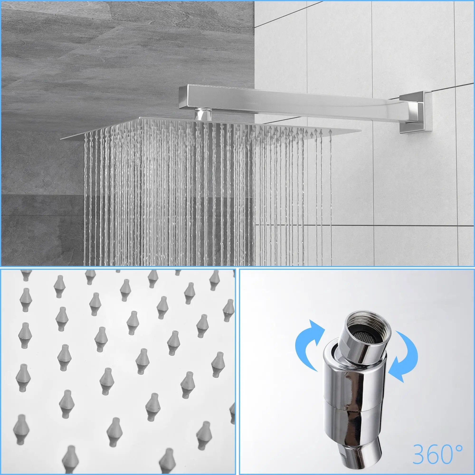 10" Square Dual Shower Head System Wall Mounted With Rough In Valve Modern Bathroom Fixture by HouseOfZazla