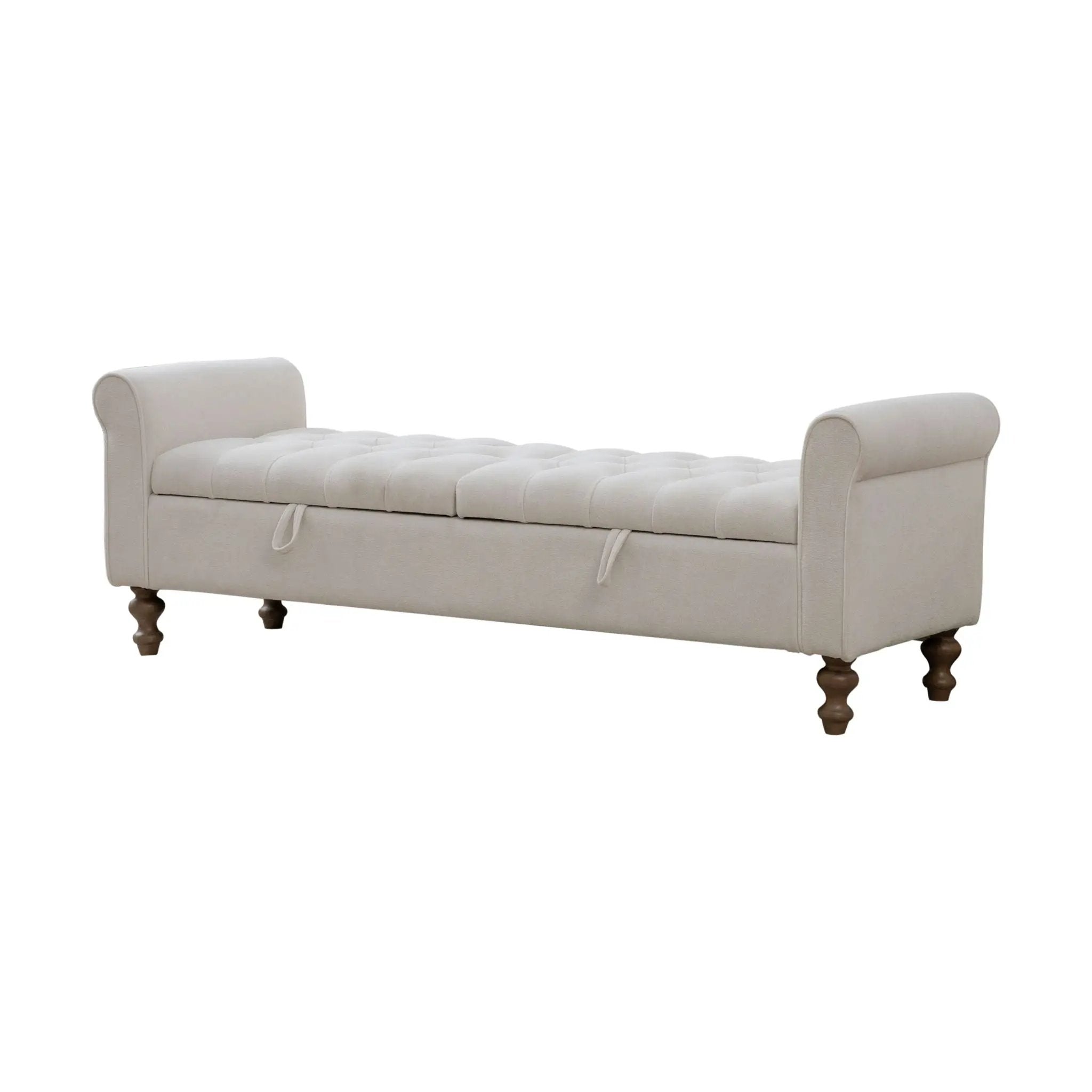 Modern Upholstered Storage Bench With Rolled Armrests] by HouseOfZazla
