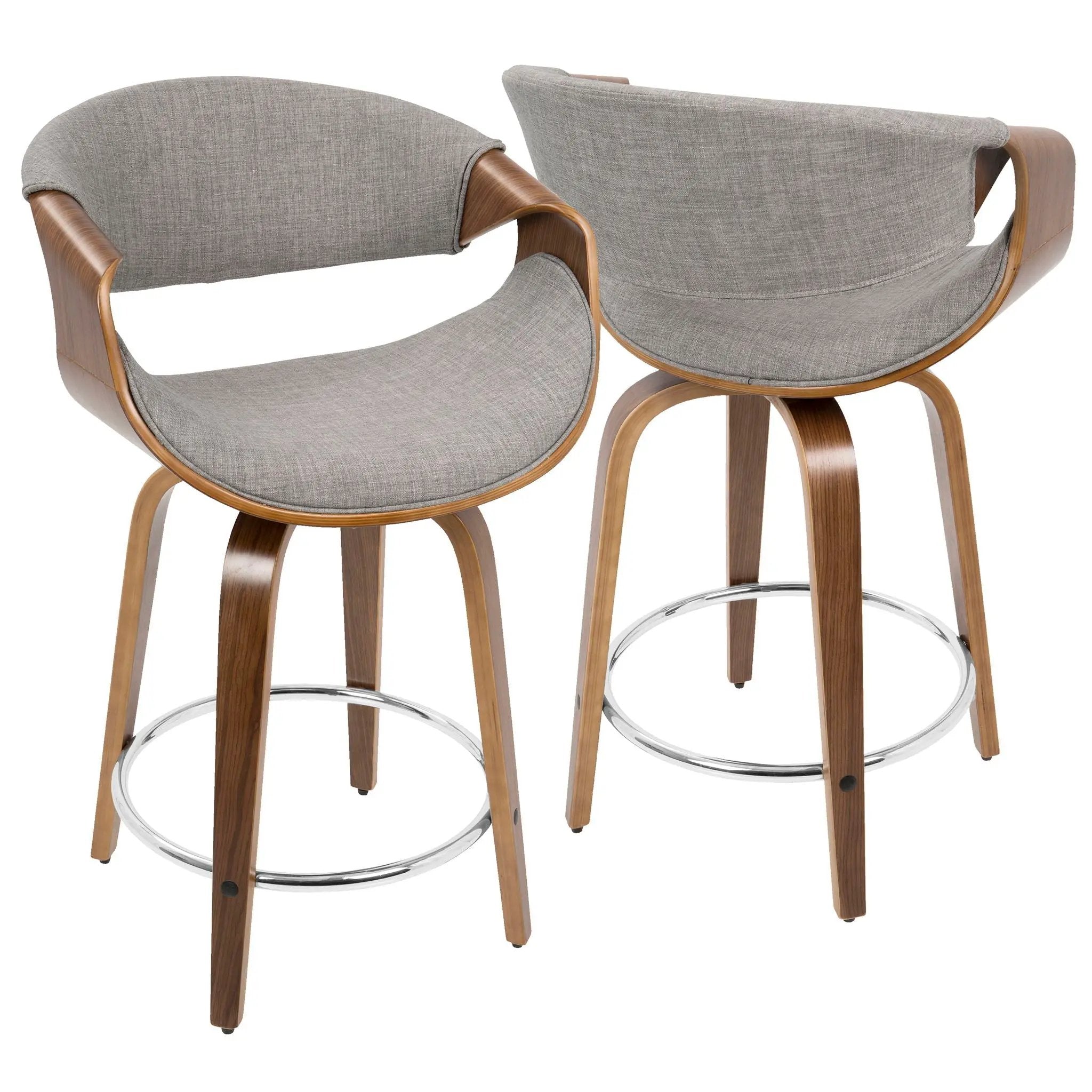 Curvini - Mid Century Modern Counter Stool (Set of 2) by HouseOfZazla