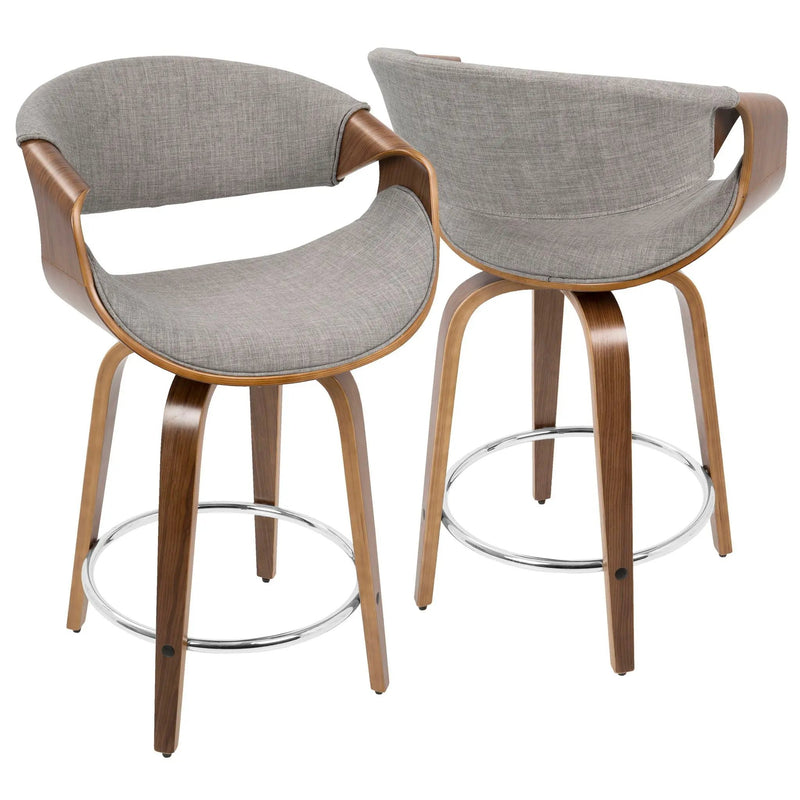 Curvini - Mid Century Modern Counter Stool (Set of 2) by HouseOfZazla