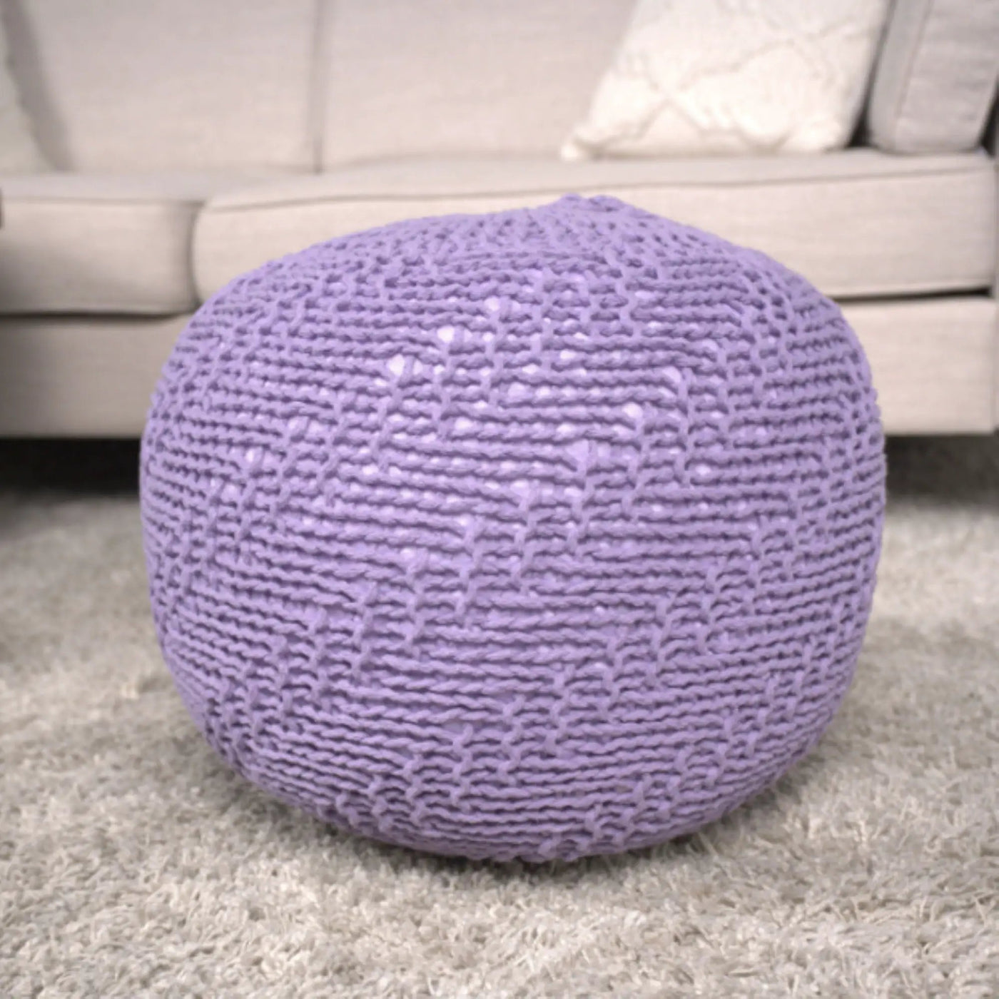Bordeaux - Knitted Round Pouf Ottoman by HouseOfZazla