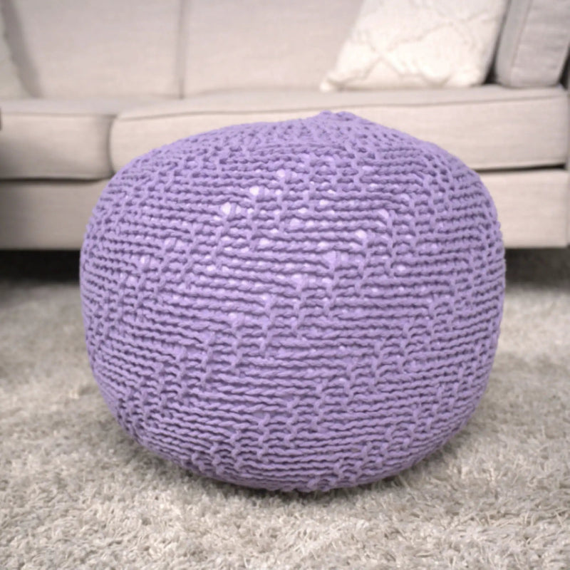 Bordeaux - Knitted Round Pouf Ottoman by HouseOfZazla