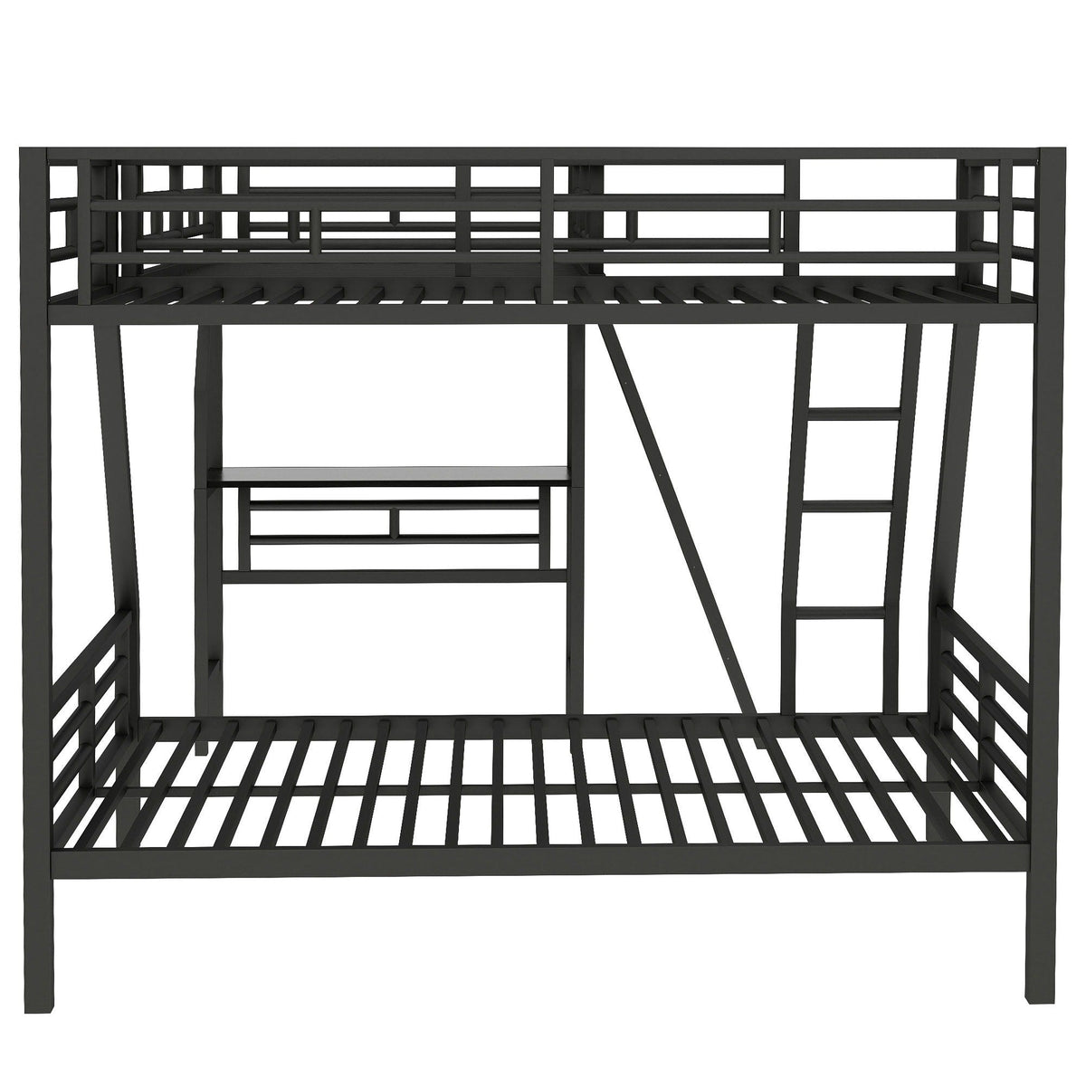 Twin Over Full Bunk Bed with Loft and Desk - L-Shaped Design for 3 Sleepers - Black, photo 6 of 14