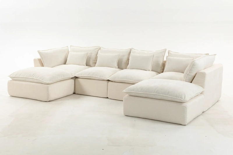 129.8" Width Cloud Couch Oversized Modular Sectional Sofa by HouseOfZazla
