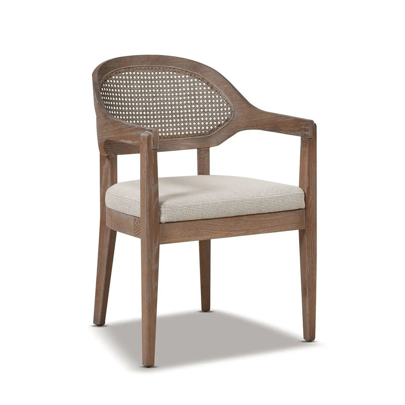 Americana - Mid-Century Modern Cane Back Dining Chair Textured Weave - Taupe Beige by HouseOfZazla