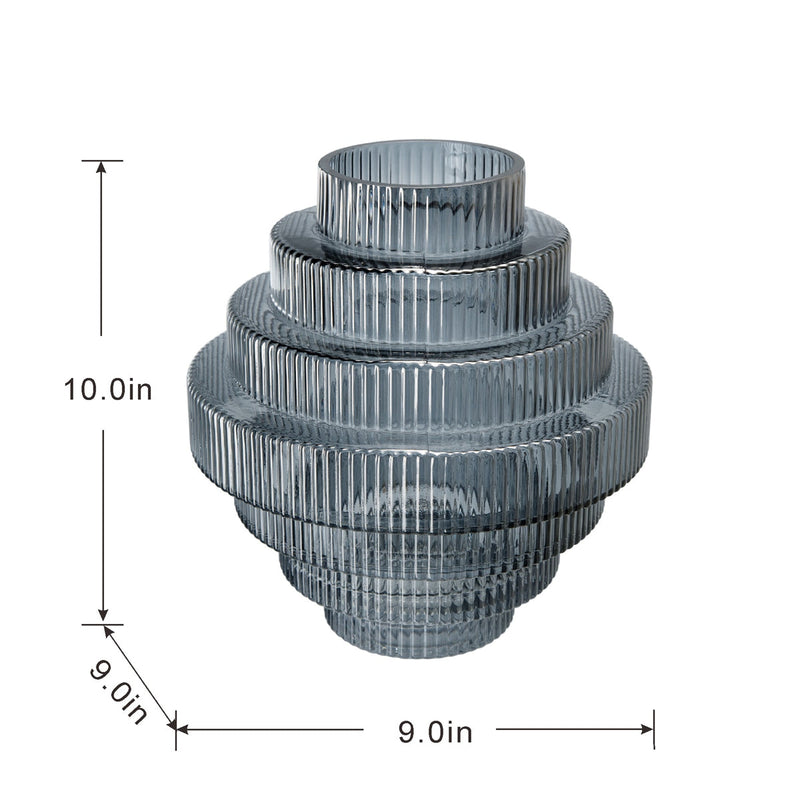 Multi-Tiered Geometric Vase with Smoked Glass Finish by HouseOfZazla