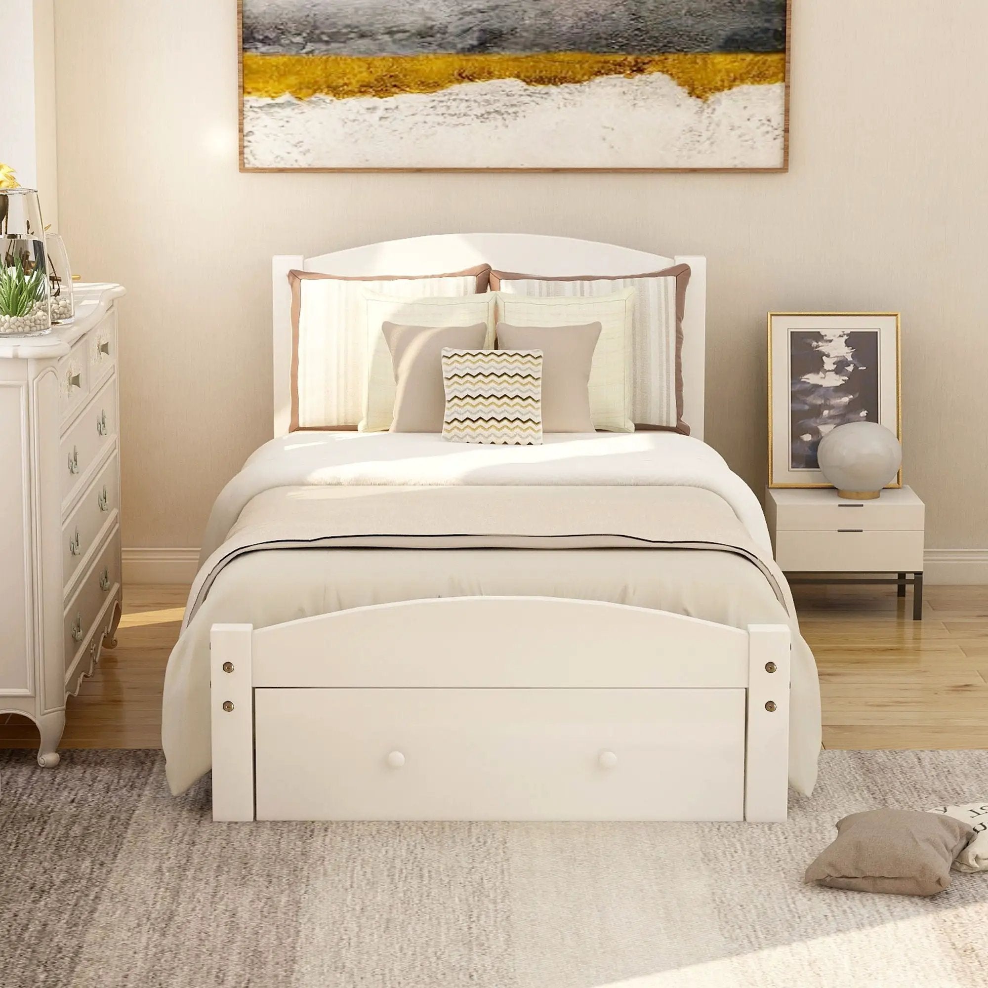 Platform Bed Frame With Storage Drawer And Wood Slat Support No Box Spring Needed by HouseOfZazla