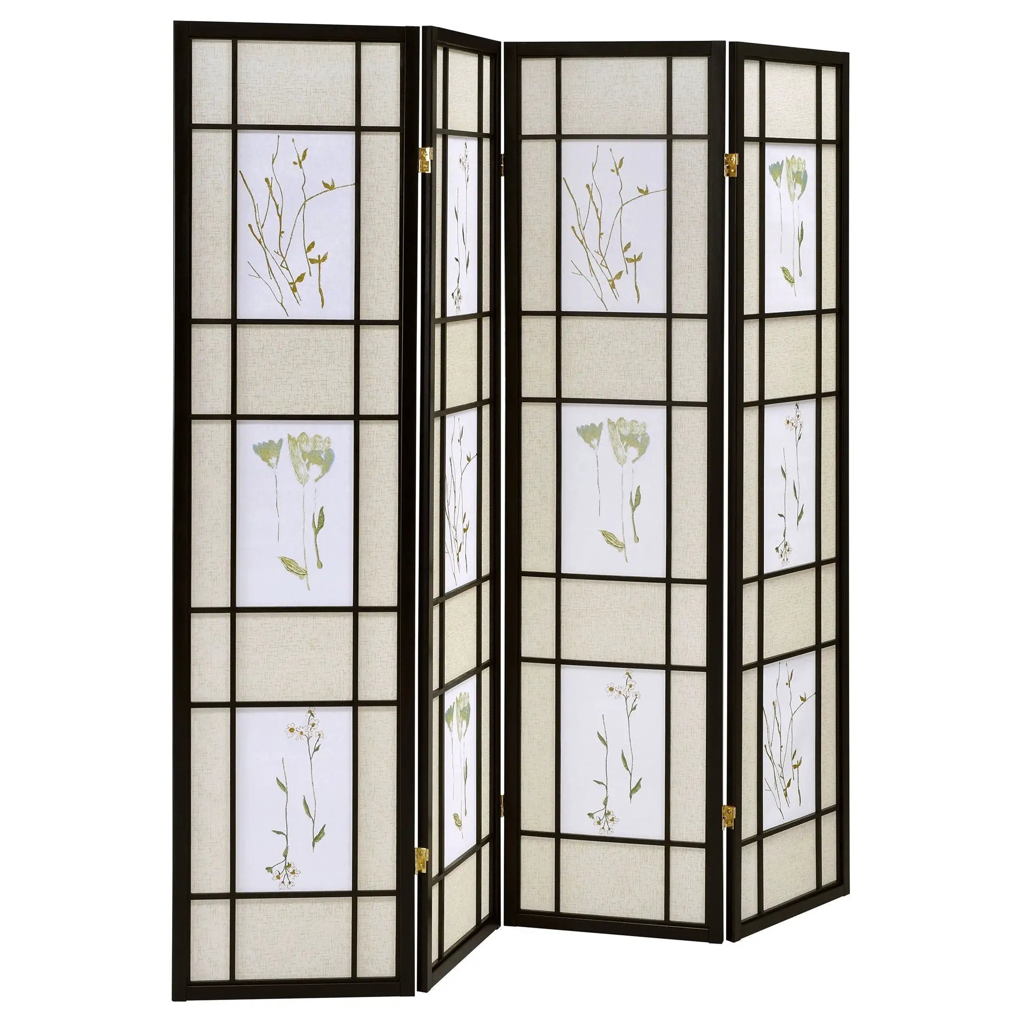 Catabella 4-Panel Room Divider Folding Shoji Screen Floral by Unique Piece Furniture