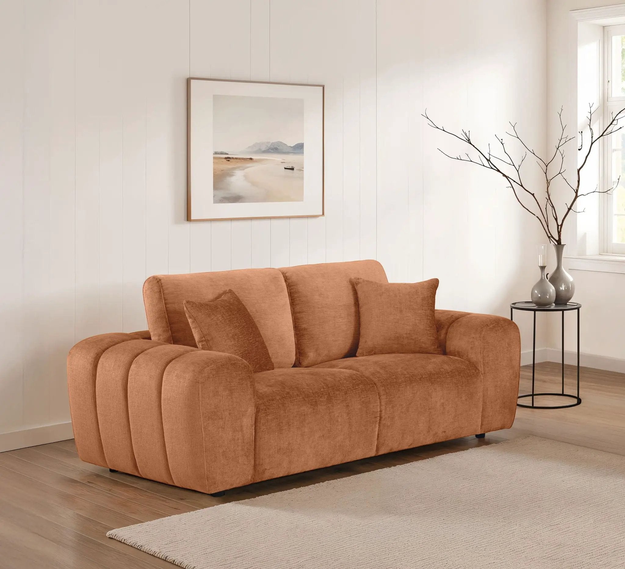 Burnett Chenille Upholstered Wide Arm Loveseat Burnt Orange by Unique Piece Furniture