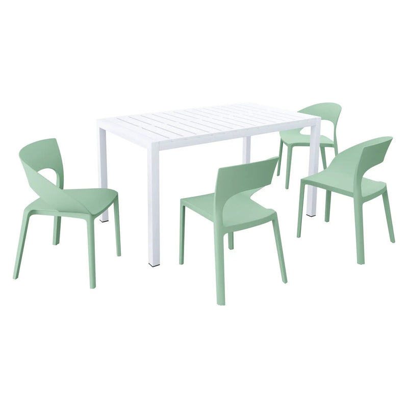 4 Piece Set Of Modern Designed Single Chairs With Long Table by Unique Piece Furniture