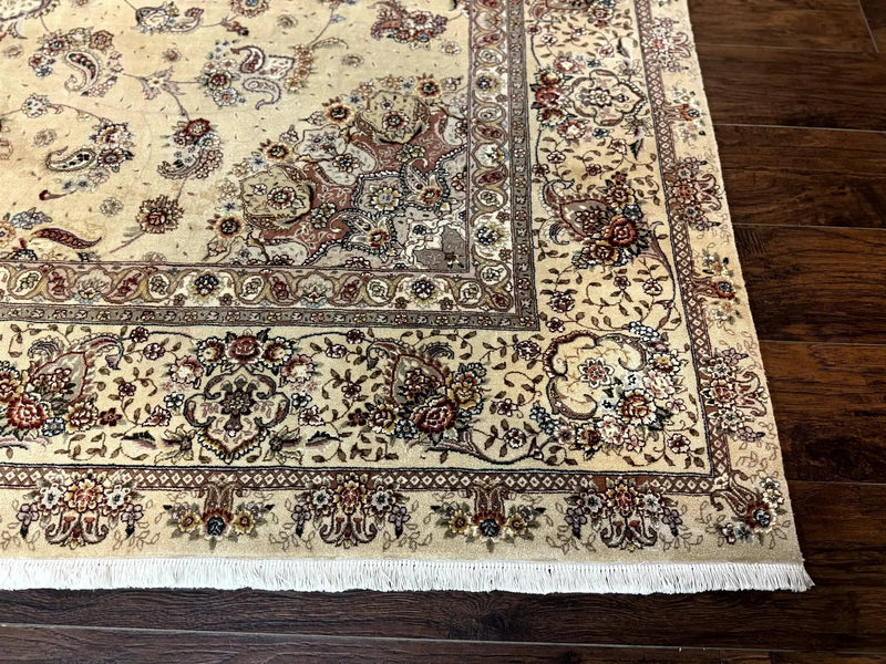 Sino Persian Rug 8x10, Wool and Silk Highlights, 290 KPSI, Floral Medallion by Jewel Rugs