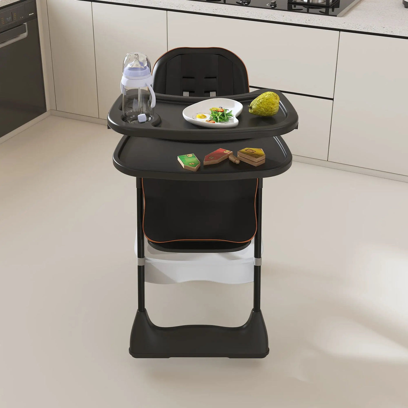 Adjustable Baby High Chair 0-6 Years, Portable Infant Feeding Seat With Safety Belt, Silent Lockable Wheels by HouseOfZazla