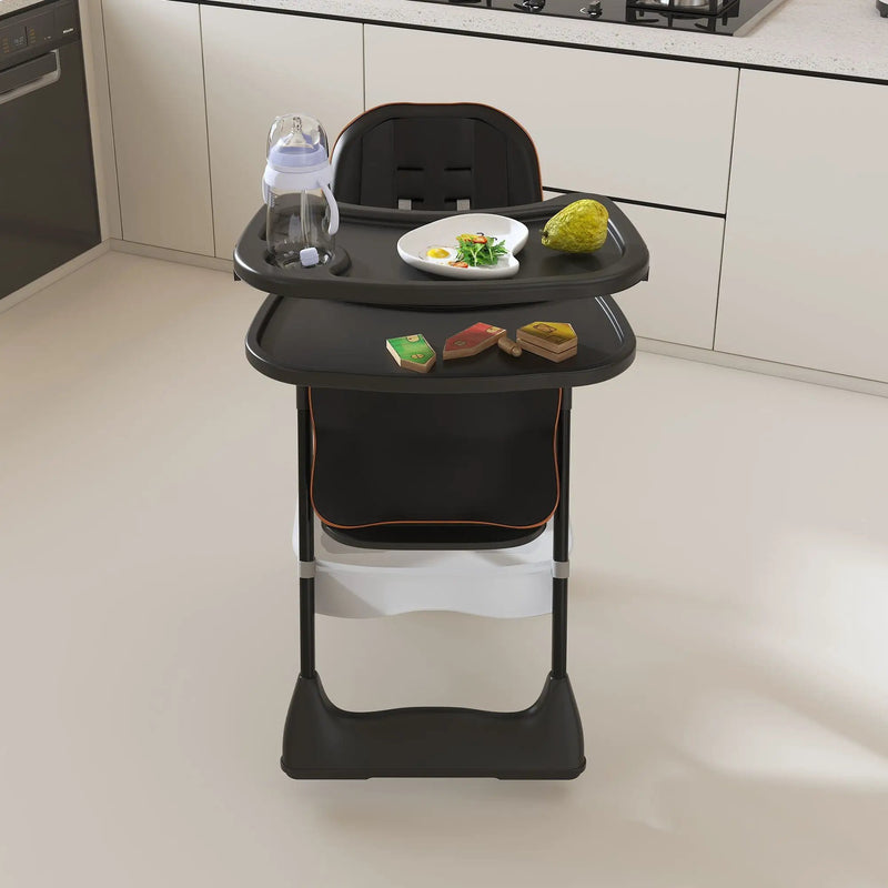 Adjustable Baby High Chair 0-6 Years, Portable Infant Feeding Seat With Safety Belt, Silent Lockable Wheels by HouseOfZazla