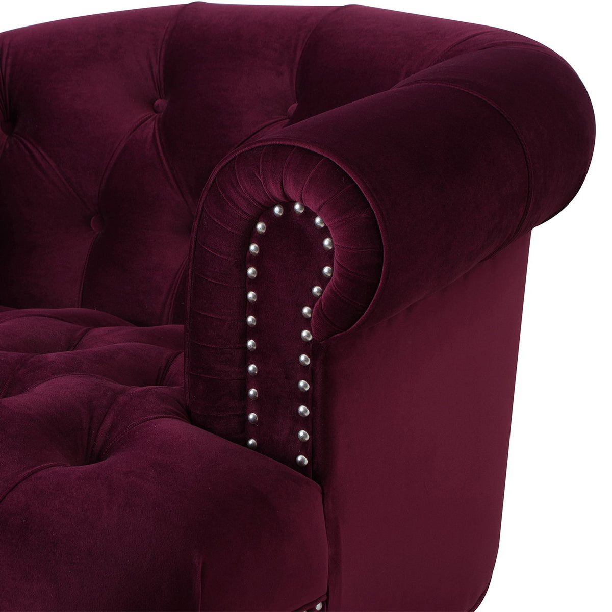 Victorian Tufted Upholstered Accent Chair with Nailhead Trim - Dark Red, Blue, or Pink, photo 13 of 37