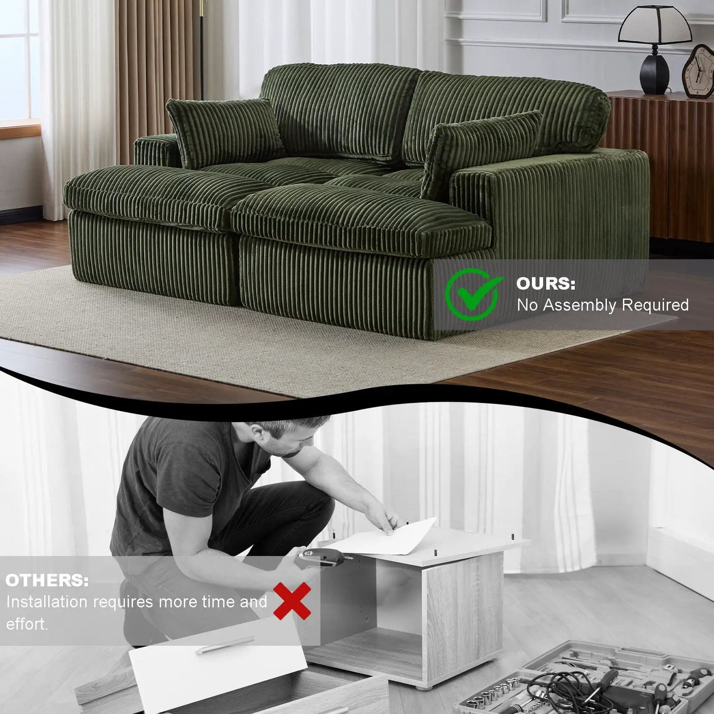 Double Chaise Lounge Chair, Oversized Upholstered Sleeper Cloud Couch by HouseOfZazla