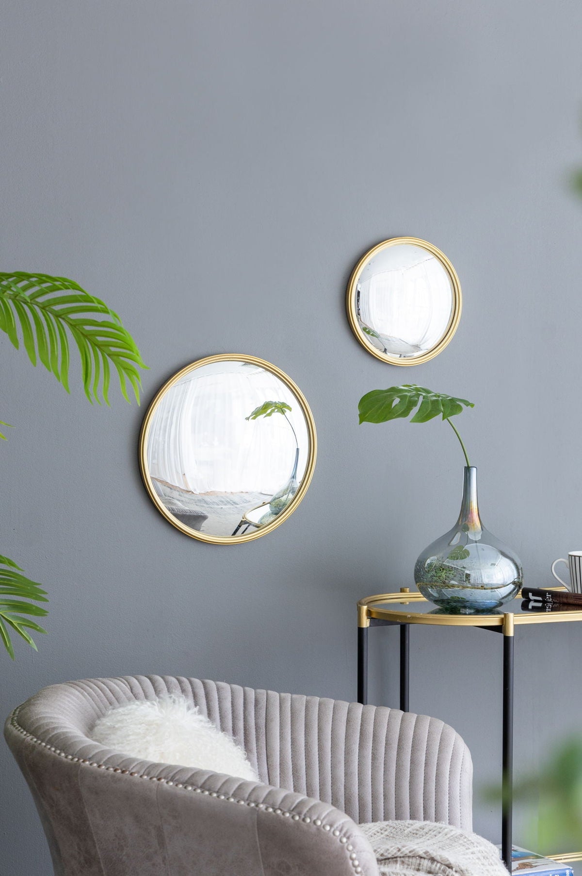 Round Mirror with Iron Frame - Gray, photo 5 of 17