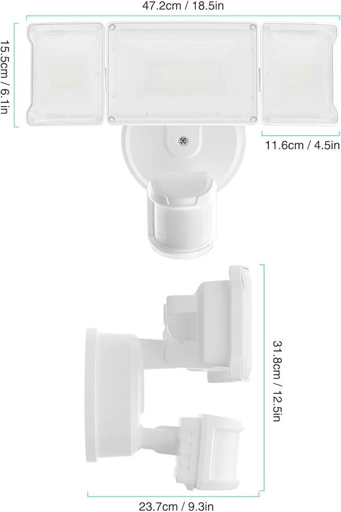 Olafus 75W Motion Sensor Outdoor Lights, 7000lm Motion Flood Light Dusk to Dawn, IP65 Waterproof LED Security Floodlights, 6500K Motion Detector Lights for Outside, White by GreenHaven Gardens
