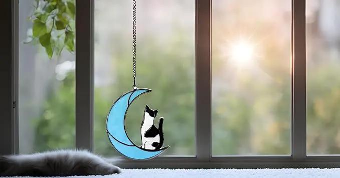 Black and White Cat Gifts，Cat Loss Sympathy Gift，Cat Memorial Gifts for Loss of Cat，Tuxedo cat Gifts，Cat Suncatcher，Stained Glass Cat Window Hanging by GreenHaven Gardens