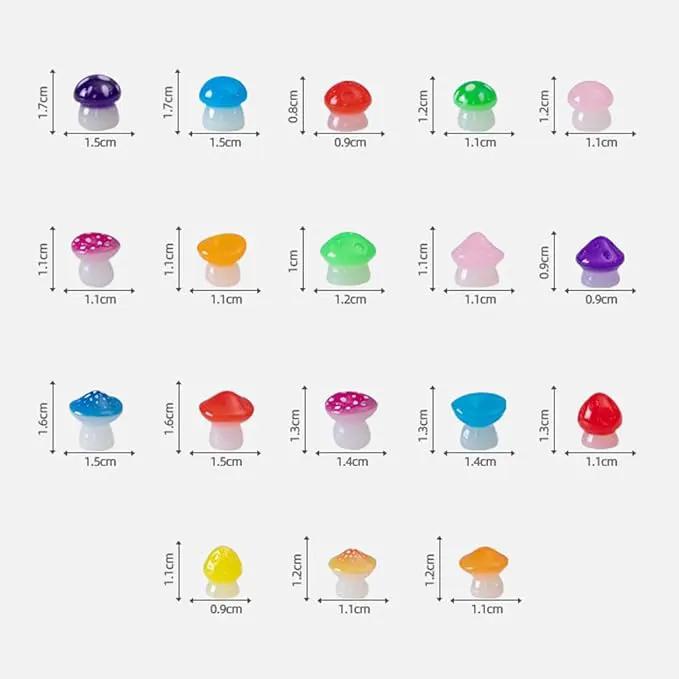 150 Pcs 18 Styles Mini Resin Luminous Mushrooms, Glow in The Dark Little Resin Mushroom for Garden Landscape Bonsai Craft Ornament by GreenHaven Gardens