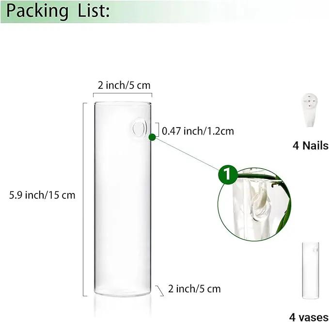 Ivolador Wall Plant Propagation Station Hanging Glass Planter Vase Terrarium Container Cylinder Shape Perfect for Propagating Hydroponic Plants Home Office Garden Decor Wedding-4PCS by GreenHaven Gardens