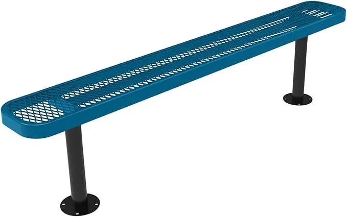 Coated Outdoor Furniture Heavy-Duty Outdoor Bench Thermoplastic Coated, Expanded Metal, Commercial-Grade Seating, Made in America (Surface Without Back, 6 Ft, Light Blue) by GreenHaven Gardens