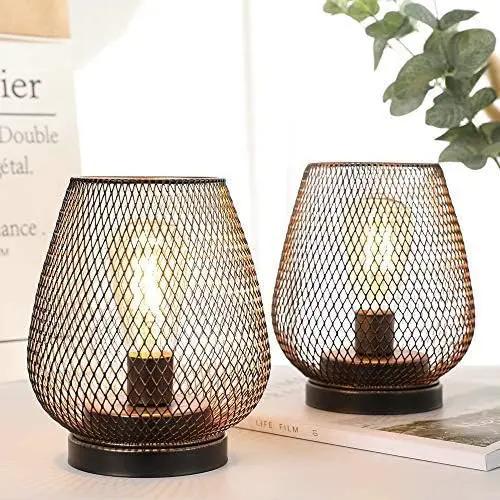 JHY DESIGN Set of 2 Metal Cage LED Lantern Battery Powered Cordless Accent Light with LED Great for Weddings Parties Patio Events for Indoors Outdoors by GreenHaven Gardens