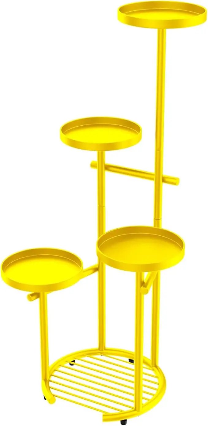 TOSKING 5 Tier Metal Plant Stand Indoor， Plant Shelf, Corner Shelf Flower Pot Stand for Outdoor Plant Stand for Living Room Balcony Garden Patio Bedroom (5Tier-37''-yellow) by GreenHaven Gardens