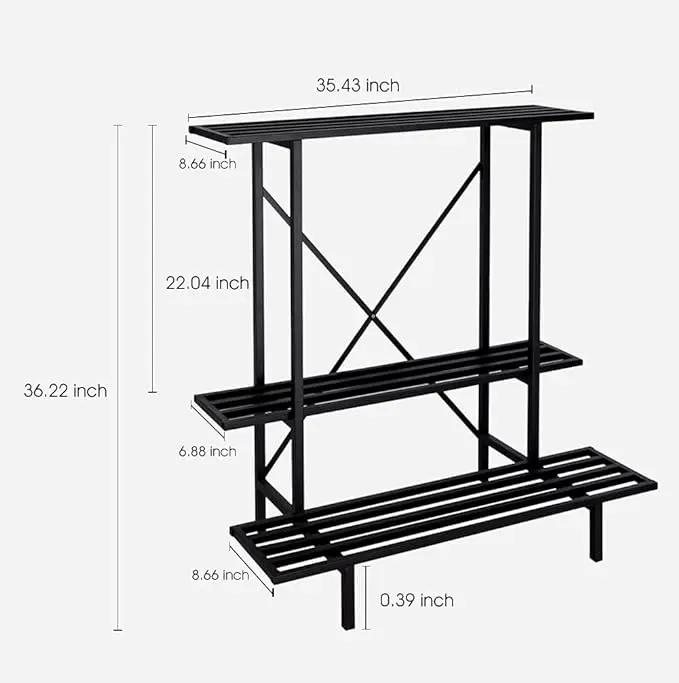 Zhongma 3 Tier Plant Stand Space-Saving Heavy Duty Plant Holder for Balcony, Home, Garden ,Metal Sturdy Plant Stand for Indoor and Outdoor by GreenHaven Gardens
