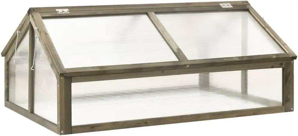 Firwood Garden Portable Wooden Greenhouse - Raised Flower Planter with 2 Roofs, Mini Greenhouse Cabinet for Outdoor Indoor Use, 44.8"x31.4"x19.6"/Gray by GreenHaven Gardens