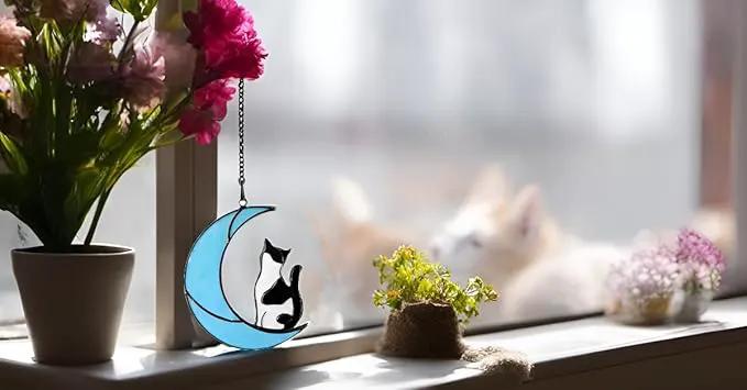 Black and White Cat Gifts，Cat Loss Sympathy Gift，Cat Memorial Gifts for Loss of Cat，Tuxedo cat Gifts，Cat Suncatcher，Stained Glass Cat Window Hanging by GreenHaven Gardens