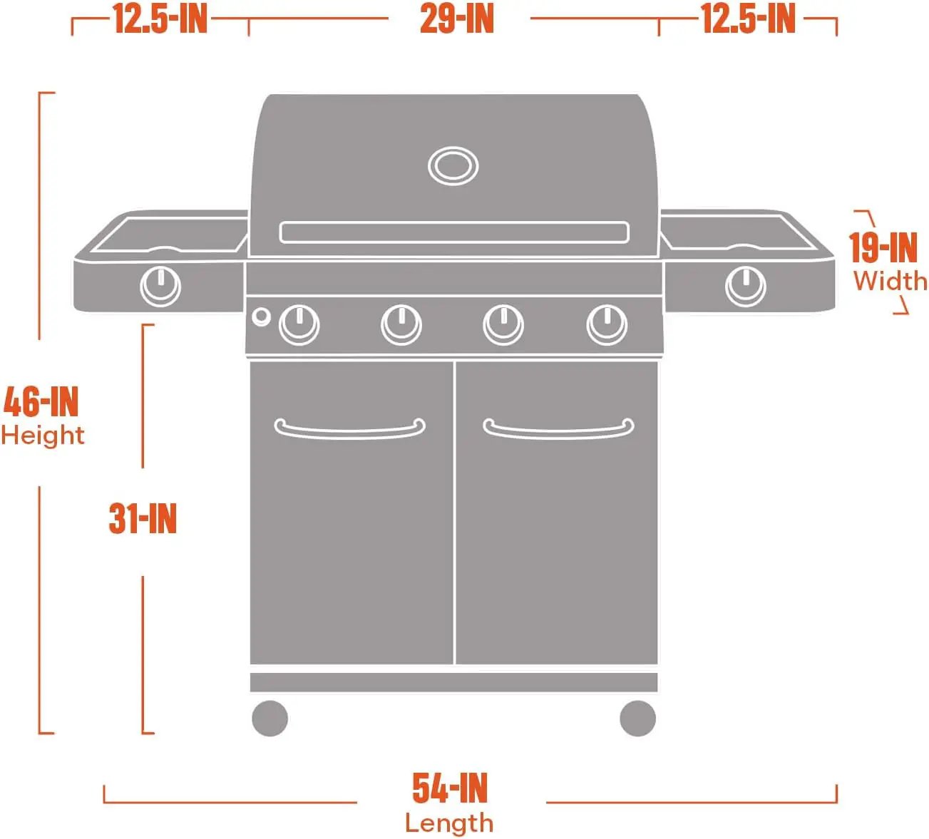Monument Grills Larger 4+2 Burner Propane Gas Grills Stainless Steel Cabinet Style with Side & Side Sear Burners, Built-In Thermometer, and Knob Controls by GreenHaven Gardens