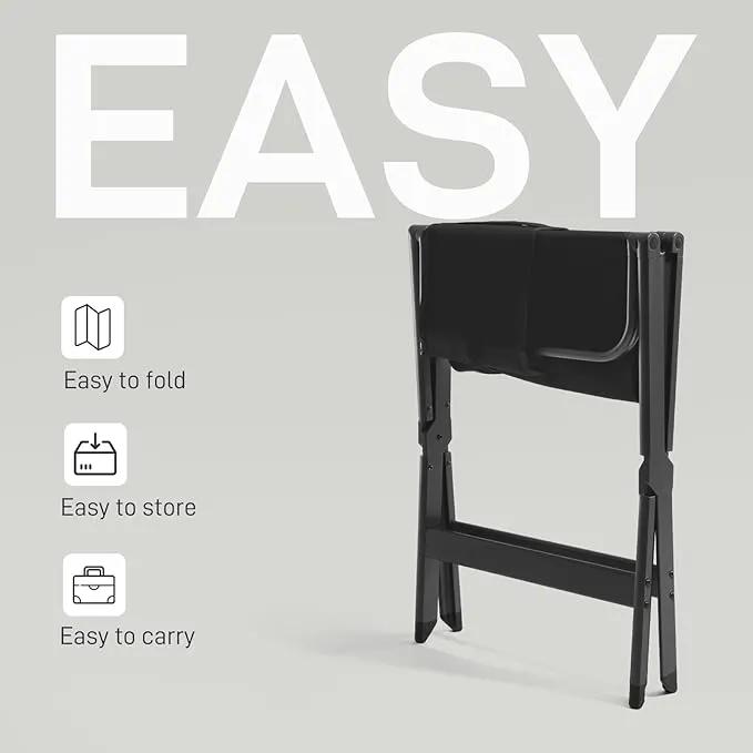 EVER ADVANCED Aluminum Lightweight Directors Chair Foldable, Folding Studio Movie Chairs Camping Event Vendor Chair, 19" Seat Height Black Fabric/Grey Frame, Support 350lbs by GreenHaven Gardens