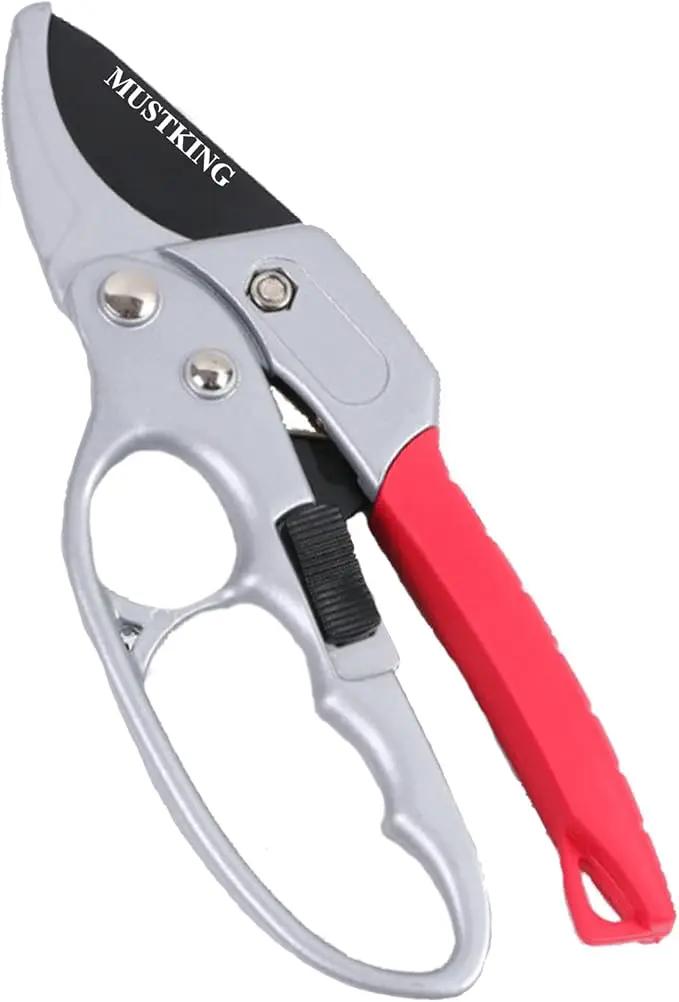 Ultra Sharp Germany Steel Pruning Shears - Cuts 3X Easier, Weak Hand Arthritis Snips, Rust-Resistant, Effortlessly 1-Inch Cut Capacity Garden Scissors, Ergonomic Handle (Red) by GreenHaven Gardens
